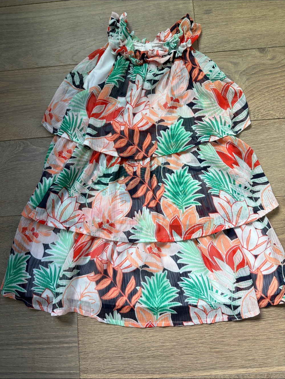 Janie and Jack Coral, Mint & White Tiered Floral Dress
